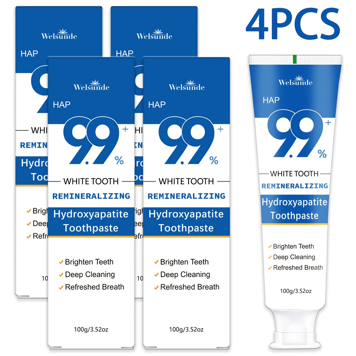 4 Packs Remineralizing Toothpaste, Effect & Deep Cleaning, Polishing & Brightening Teeth, Mint Flavor Helps Keep Breath Fresh, Plaque, Hypoallergenic for Sensitive Teeth, Oral Health & Hygiene, Travel-100g*4, for Everyone Use - Image 4