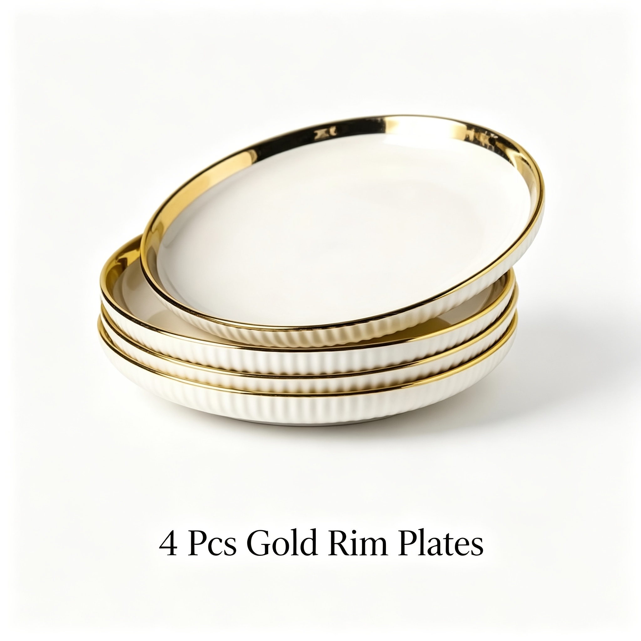 TEMU 4pcs Ceramic Dinner Plates, 10.5-inch Oversized Deep Plates With , High-temperature Underglaze Set, Ideal Tableware For Fruit, Salad, Pasta,