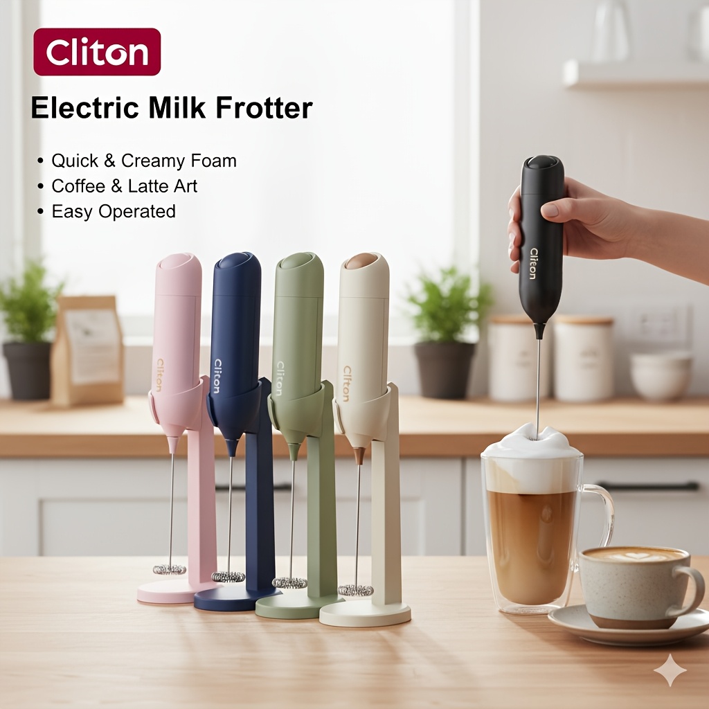 1pc powerful electric milk frother mini milk frother handheld fast handheld drink mixer battery powered foam   stirring artifacts suitable for coffee cappuccino matcha hot chocolate easy to clean quiet and  