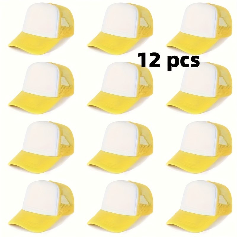 12pcs Customizable Unisex Trucker Hats, Breathable Mesh Baseball Caps