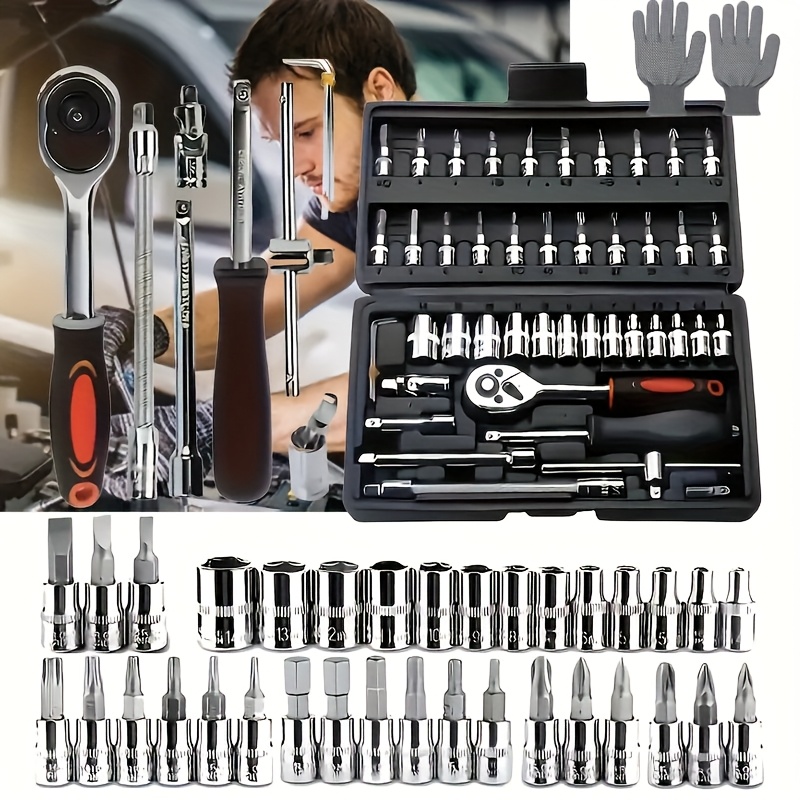 TEMU [fast Arrival] 324+1pc/53/47pcs Professional Automotive Kit - Premium Tool Sets For Car, Bike, And Motorcycle Maintenance - Compact, Portable,