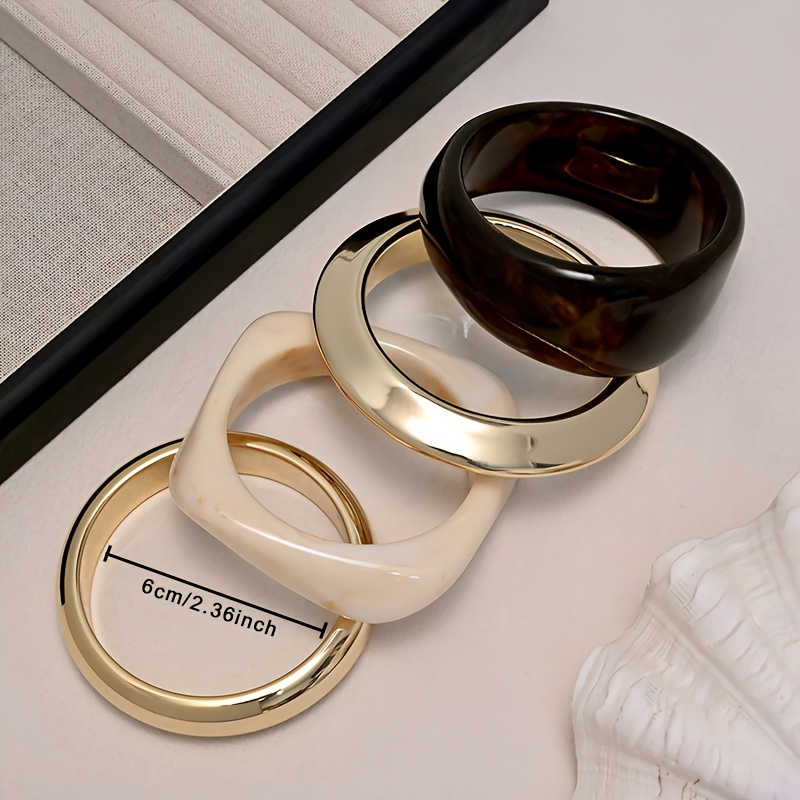 4pc Elegant Irregular Plain Bangle Bracelet Set
