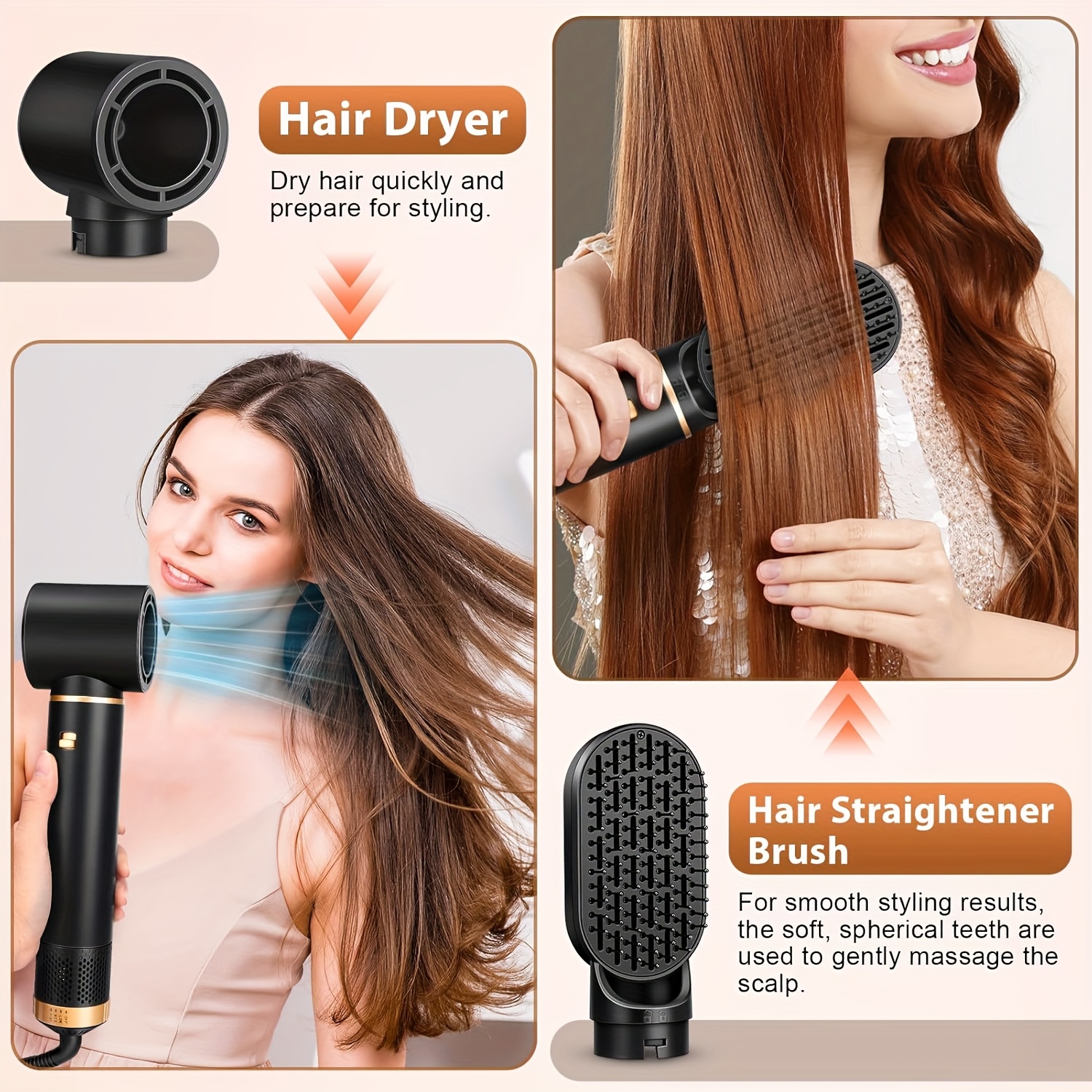 hair dryer brush set 5in blow dryer brush automatic wrap Temu