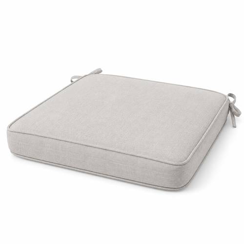 2 pack outdoor chair cushions with ties square patio seat cushions thick foam seat pads with textured fabric cover piped edge replacement cushions for patio chairs dining chairs garden balcony outdoor