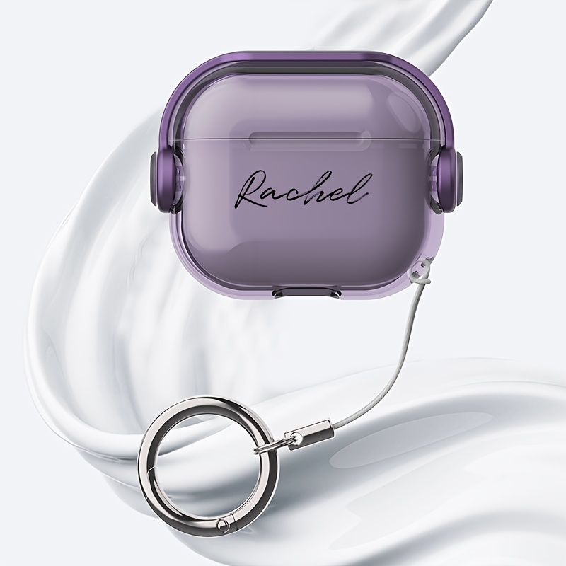 TEMU Diy Custom Text Transparent Earphone Case With Charm Clip, Suitable For Airpods 5, For Airpods 4, For , For Airpods 3 Earphone Shell, For