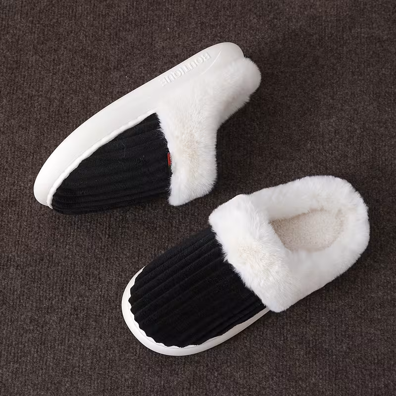 womens plush fleece lined winter slippers thick warm indoor house shoes with plush lining arch support soft fabric upper arch cushioning slip for cold floors indoor slippers indoor footwear plush lined interior Product details 3