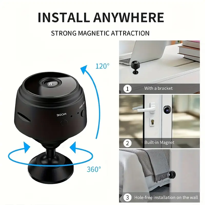 cámara mini inalámbrica - cámara de seguridad wifi para interiores/exteriores, de detección de movimiento, monitoreo remoto de seguridad , de voz bidireccional, monitoreo real , , fábricas y seguridad de mascotas. detalles 3