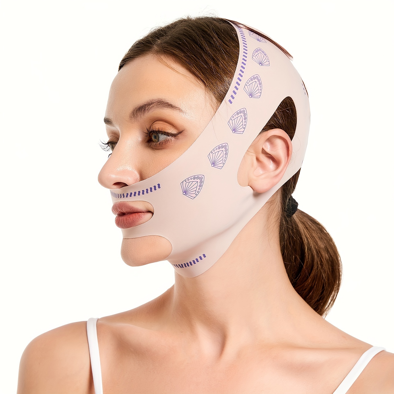 

V-line Lifting Mask Facial Slimming Strap - Oil-free, Night And Day Use, Adjustable Tightening Band, 1pc