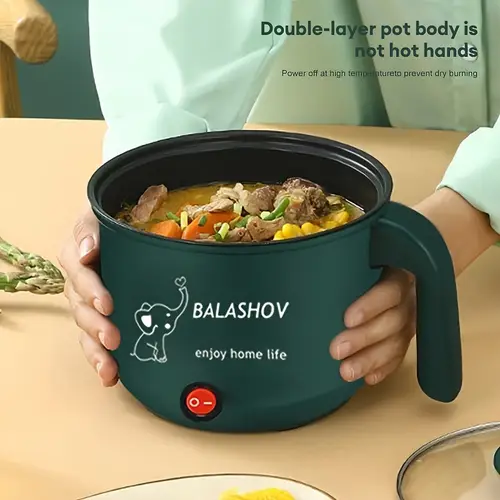 eu 플러그 전기 핫팟, 1-3인용 휴대용 미니 전기 후덤팟, 다기능 비스듬한 전기 프라이팬 라면 조리기, 볶음/찜/찹쌀밥, 라면, 계란, 파스타, 만두, 수프, 찹쌀밥에 완벽