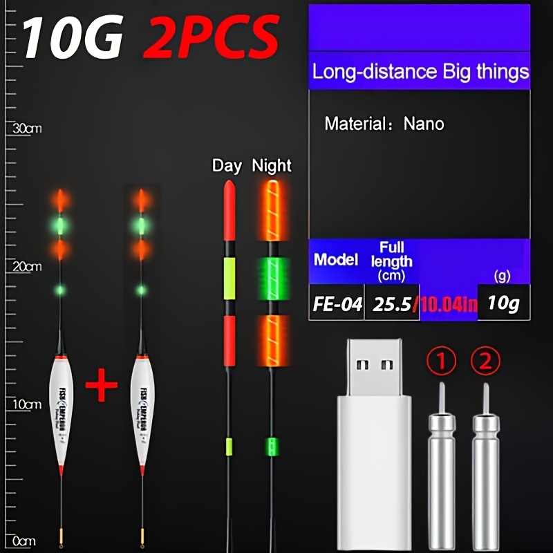 Image of Day And Night Fishing Electronic Float Charging Set (electronic Float X2 + Rechargeable Battery X2 + Double-hole Charger) Night Light European Style Reservoir Fishing Carp Fishing