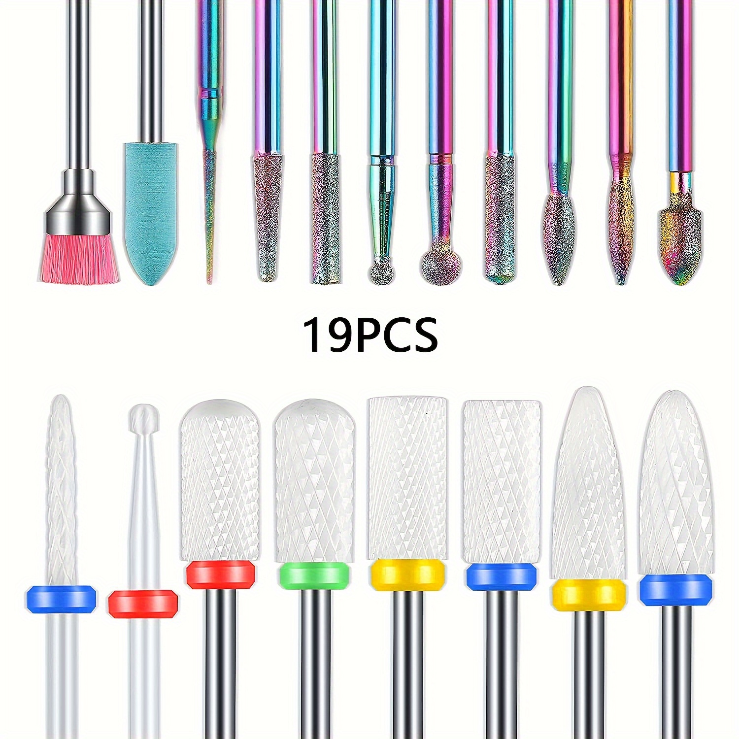 Image of Nail Drill Bits Sets, 3/32 Inch Cuticle Electric Nail File And Ceramic Acrylic Gel Nail Bit Kit, Acrylic Nail Art Tools, Carbide Remover Bits For Manicure Pedicure