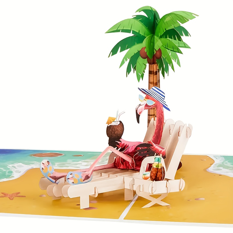 Image of [party Invitations]1pc Flamingo 3d Pop-up Card - Perfect For Celebrating Day, Retirement, And Summer Holiday! Party Invitation Card With Note Card And Envelope Halloween Christmas Thanksgiving