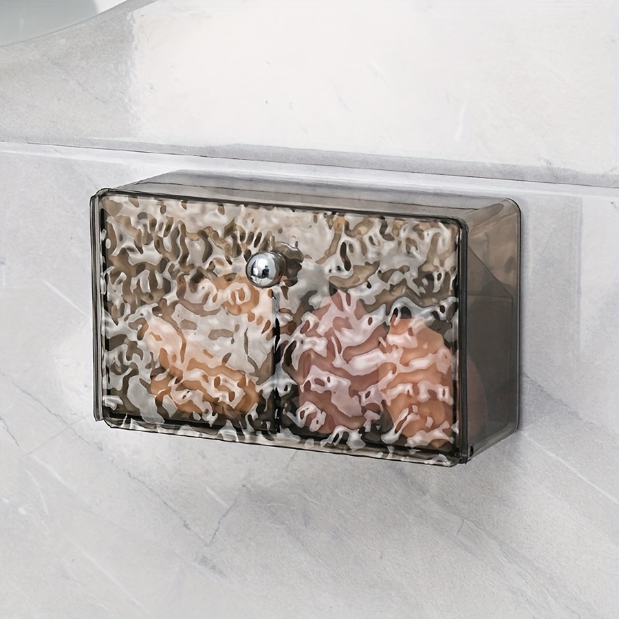 TEMU Прозрачен акрилен стенен органайзер за баня - идеален за грим, тампони, топки, щипки и зъбна вата - прозрачен пластмасов кутия за съхранение с