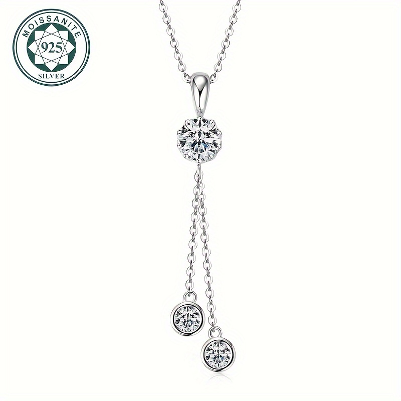 

925 Sterling Silver Main Stone 1 Carat High Quality Moissanite Exquisite Set Of Chain Pendant Engagement Wedding Confession Anniversary Gift For Friends And Loved Ones Family Gift