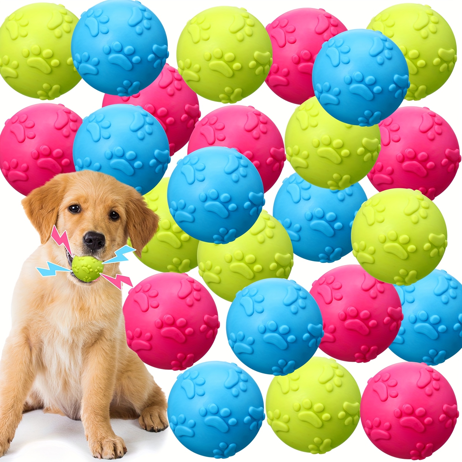 TEMU 24pcs Squeaky Balls For Dogs Rubber Squeaky Dog Toys Bulk 2.36 Inch Dog Toys Ball Interactive Chewing Ball For Medium And Dogs Puppy, 3 Colors