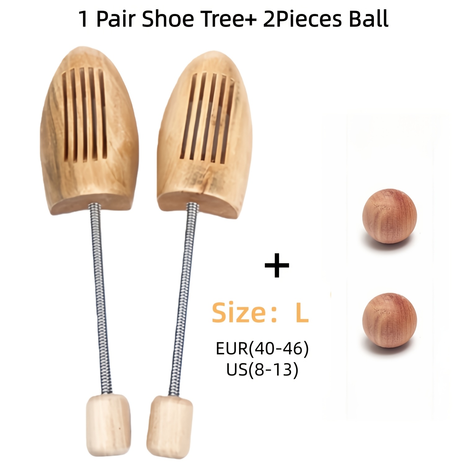 TEMU 1 Pair Solid Pine Shoe Stretcher, Natural Wood Shoe Trees, For Men And Women Prevents Creases And Maintains Shoe Shape, Add 2 Cedar Balls For