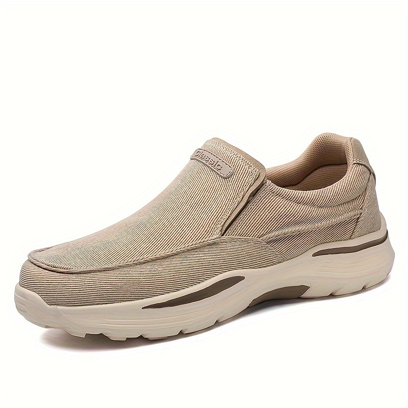 

Plus Size Men' Color Breathable Slip On Canvas Loafer Shoes, Comfy Non Slip Eva Sole Walking Shoes, Men's Footwear