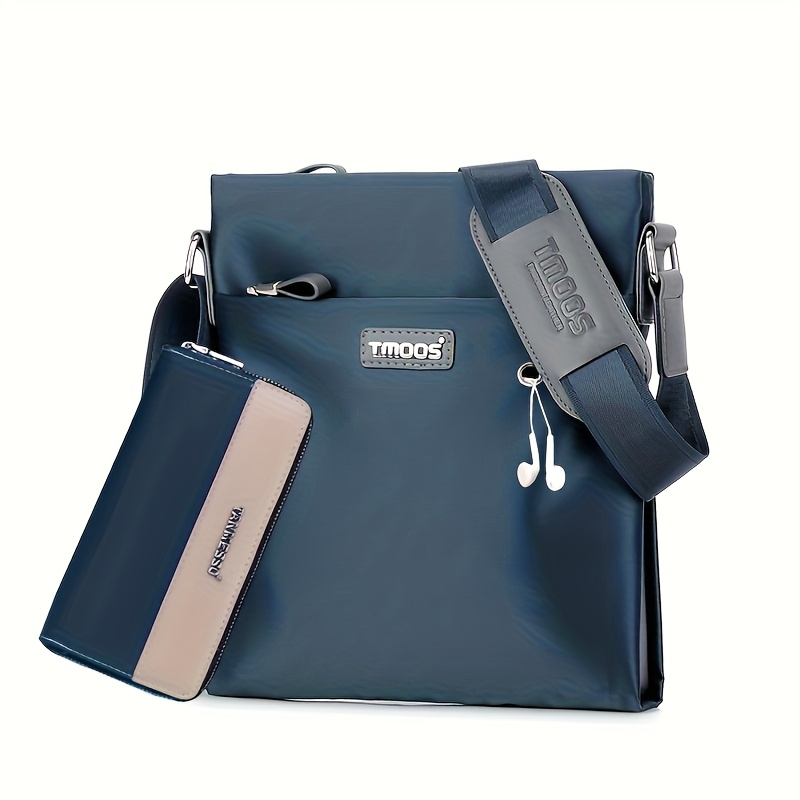 Oxford Stoff Umhängetasche für Herren Marineblau Verstellbarer  Riemen, Goldfarbene Hardware, Reißverschluss, Futter, Lässiger Business  Rucksack