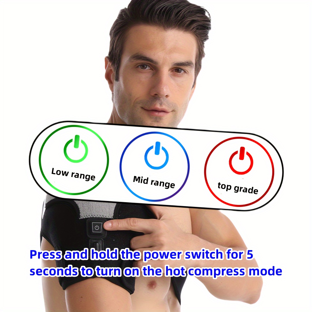 [Therapeutic Use] USB-Powered Electric with 3-Temperature Control, Adjustable Strap & Pocket for and Warmth – Black & Gray Design, Hot Compress Relax | Portable Heating Device | Ergonomic Fit, for And Shoulders