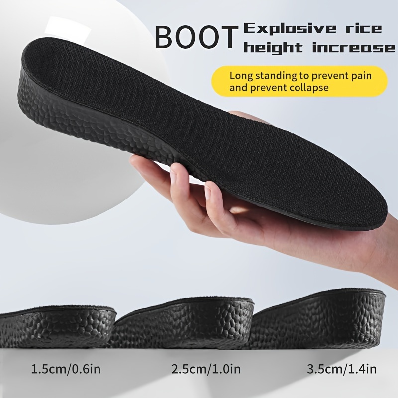1pair Inner Heightening Insoles, Men's And Women's Invisible Comfortable Soft Sole, Sports Shock Absorption Sweat-absorbing Insoles