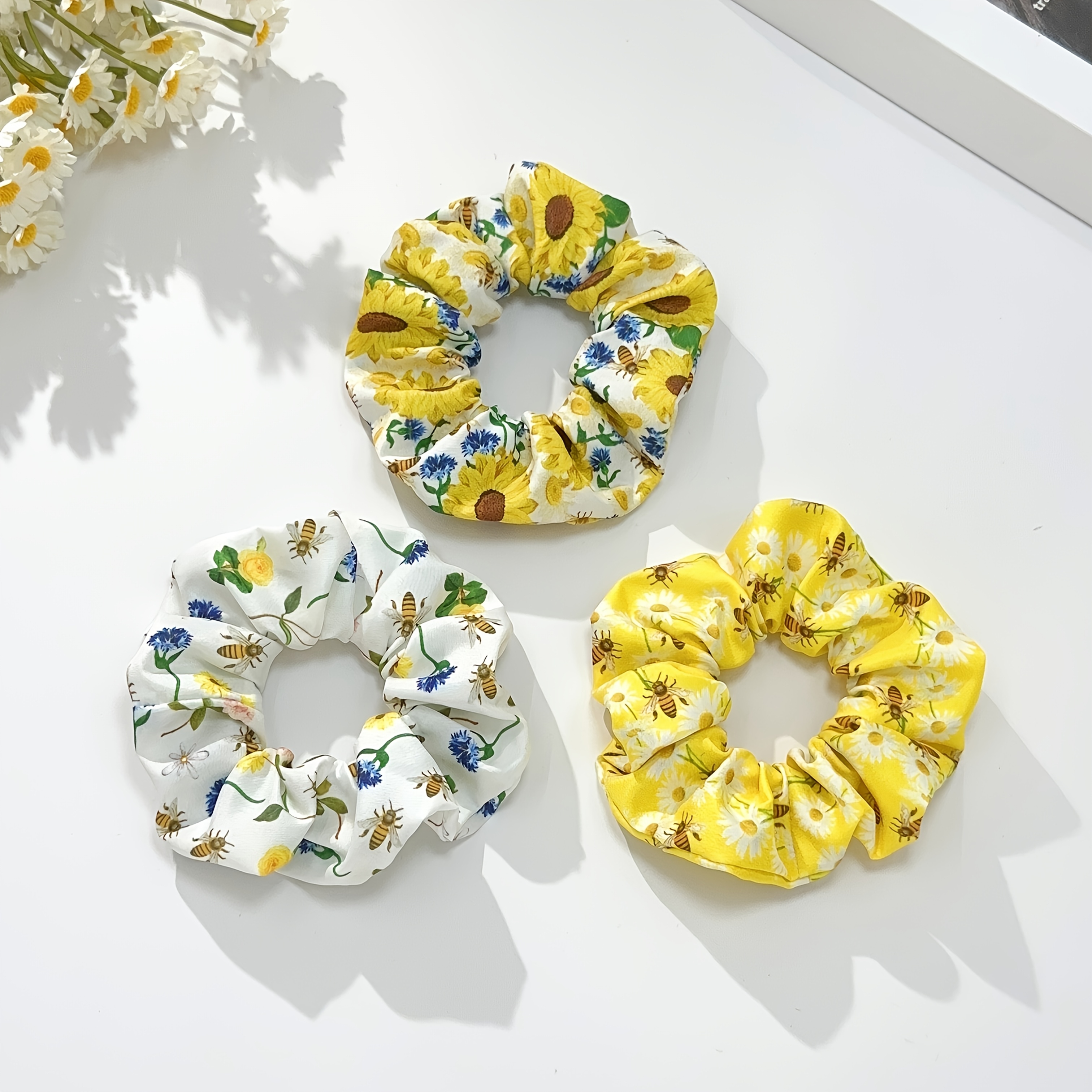 Haarschmuck-Set Mit Blumen-Chiffon – 5x Haargummis Mit Schleifen & Bändern Für Stylische Frisuren
