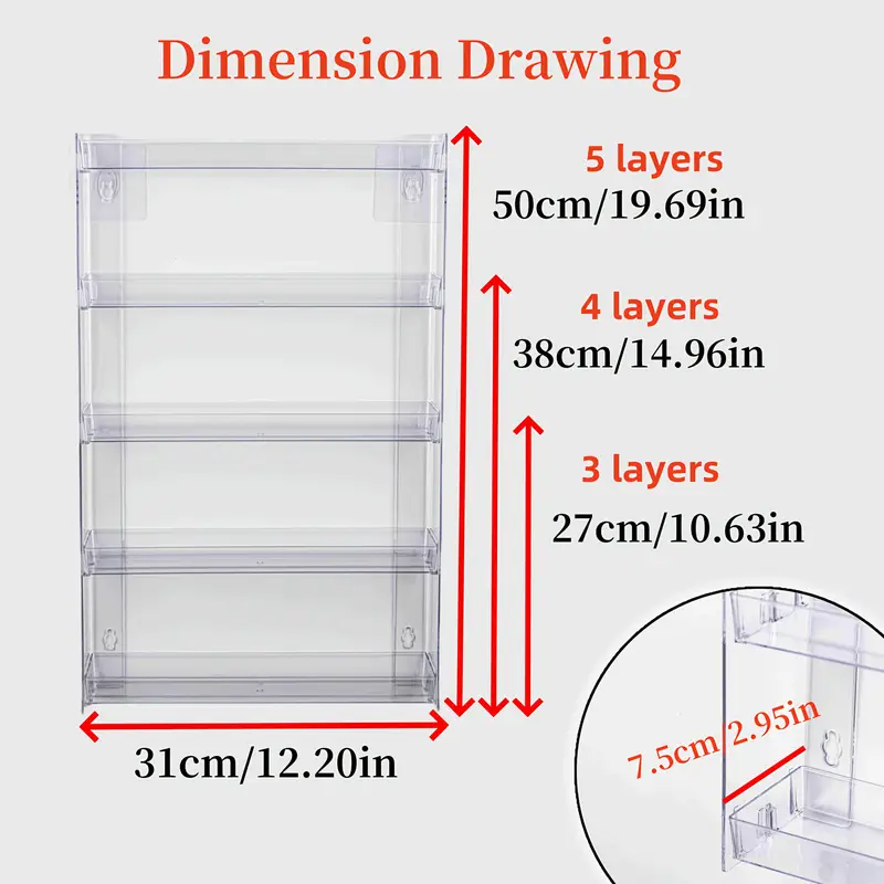 1 wall mounted makeup organizer shelf heavy duty adjustable vanity tray space saving bathroom storage rack with large capacity for makeup perfume lipsticks foundation no tools needed modern vanity decor for or bathroom counter durable plastic construction bathroom decor and accessories installation sturdy construction salon owners utility racks Product details 2