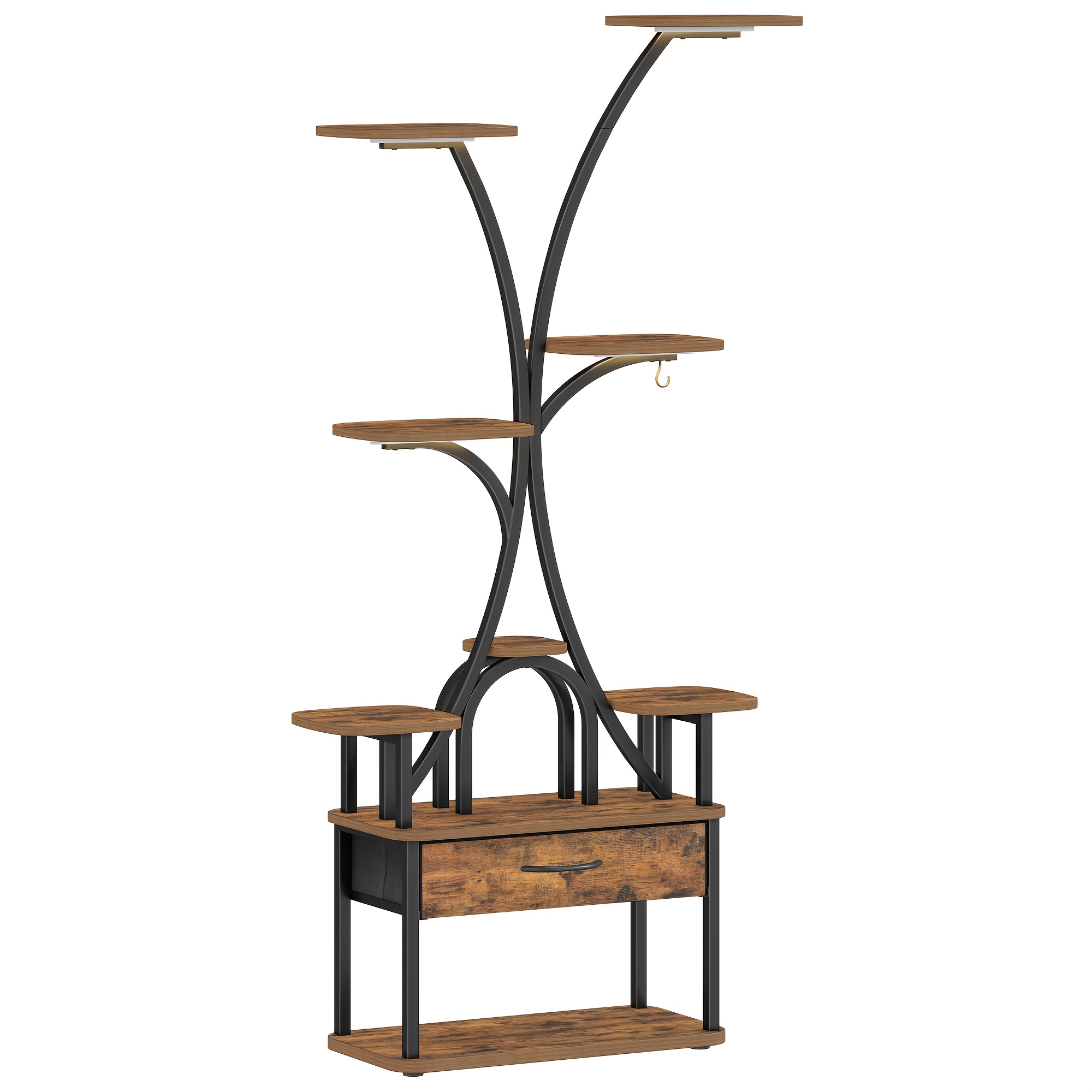 TEMU Soporte para plantas con luz de crecimiento, estante para flores de con 4 luces LED RGB, color y temporizador ajustables, 164 cm, ideal para , ,