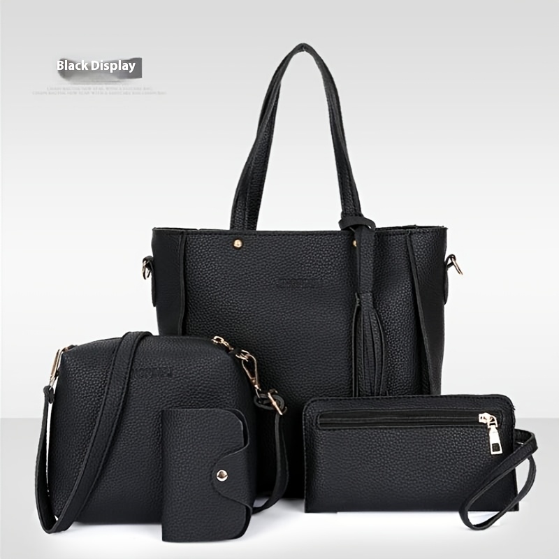Juego de Bolsos Minimalistas para Mujer, Conjunto de 4 Piezas Estilo Sencillo, Bandolera Moderna para Embarazadas, Bolso Ligero de Hombro y Clutch Compacto, Ideal para Compras y Llevar