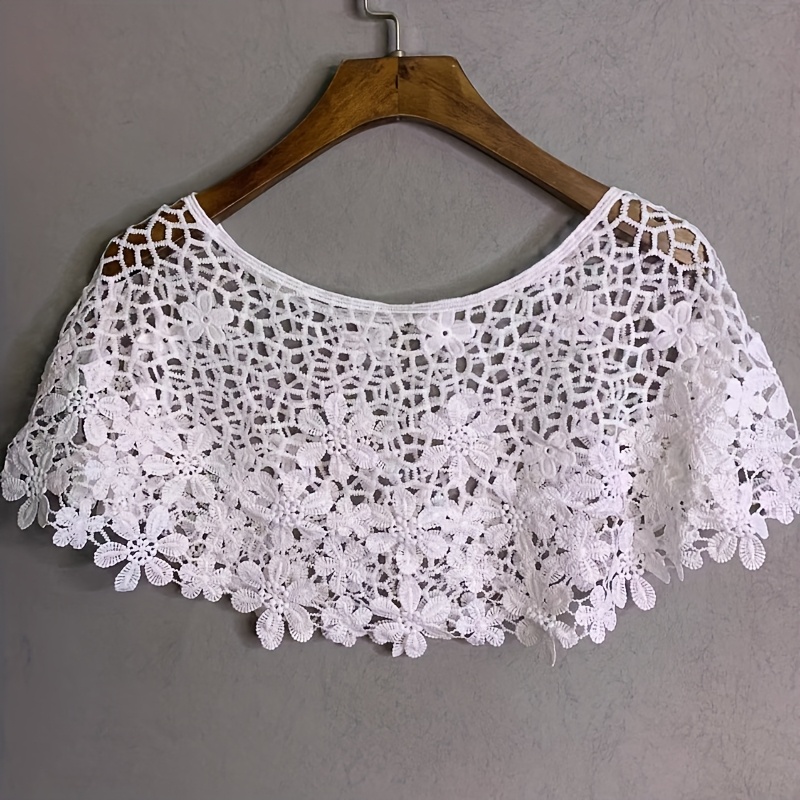 E-shop Blumen-Ausstanzschal Eleganter einfarbiger atmungsaktiver Wickelumhang Lässiger dekorativer Umhangschal für Party Abschlussball Hochzeit