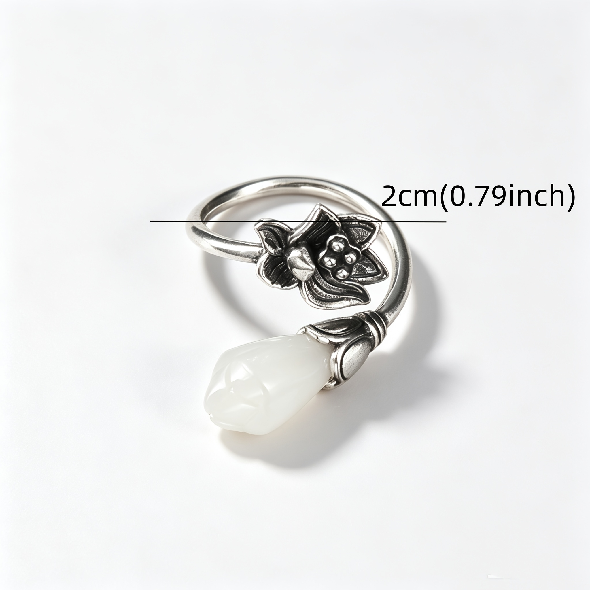 Vintage Lotus Open Ring, Artistic Floral Design for Women