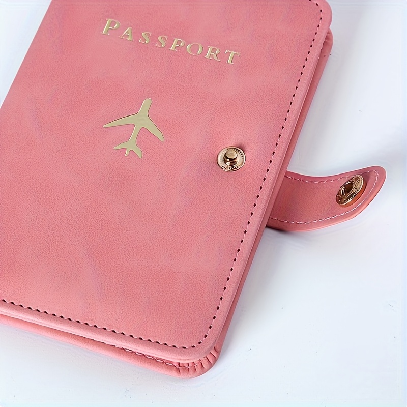 pink travel passport holder organizer multiple card slots id