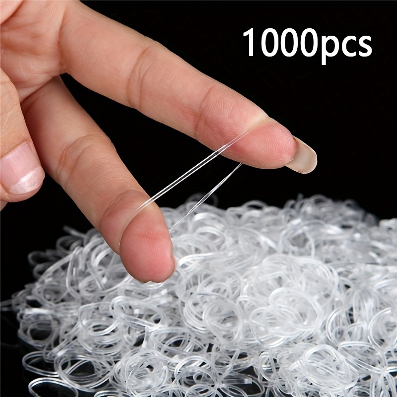 

1000pcs Sleek Mini Hair Ties For Women - Clear Rubber Bands, Use