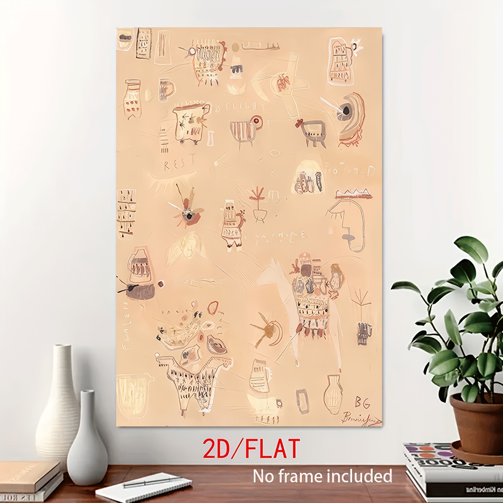 TEMU 2d Flat, 2d Flat, 2d Flat 1pc Frameless Canvas Art In 2d, Featuring A Printed Oil Painting, Suitable For Murals And Home Decor, Makes A Great