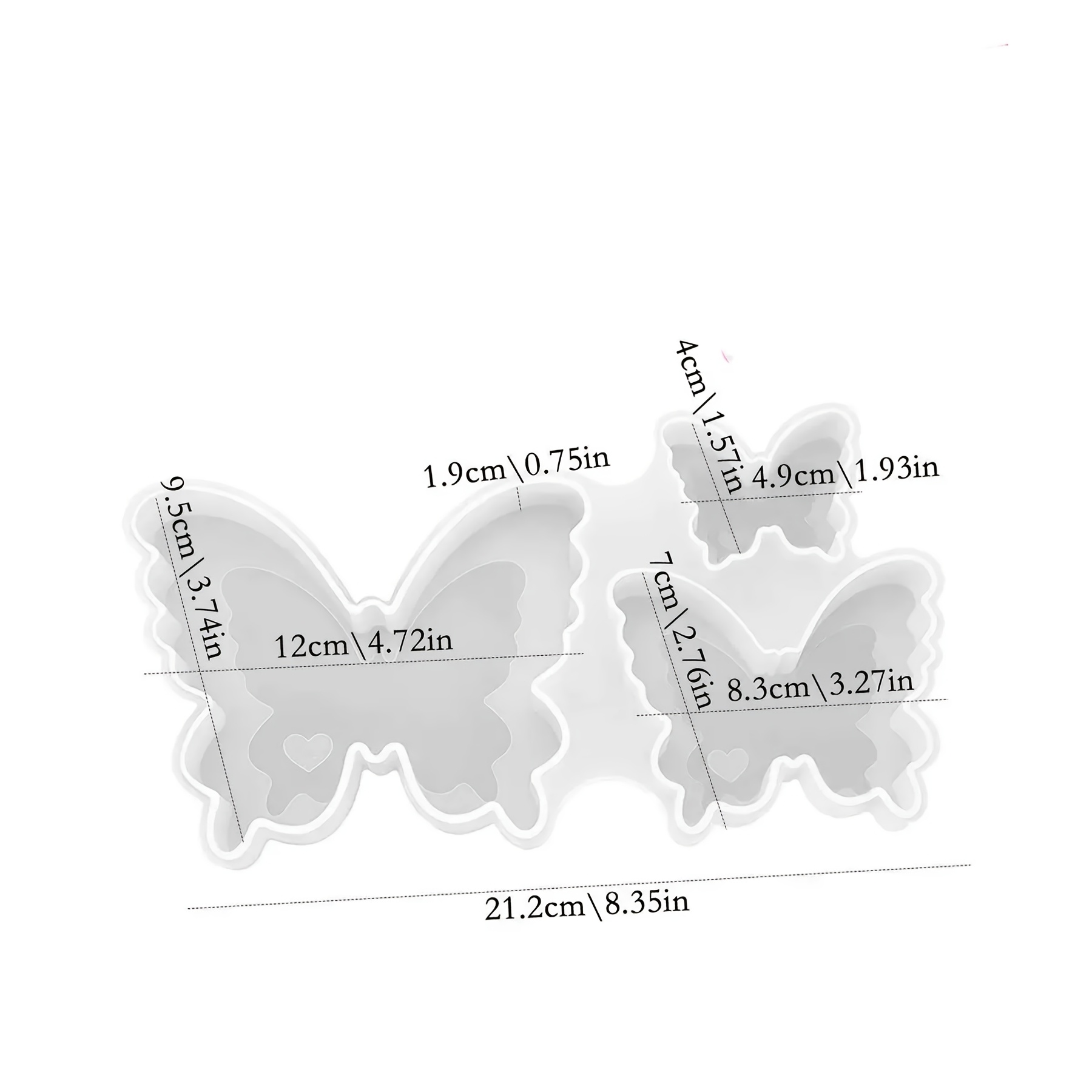 TEMU 3 Sizes Of Heart-shaped Diy Silicone Molds For Making Plaster Molds And Candle Butterflies, Suitable For Desktop Decorations, Holiday Gifts, And