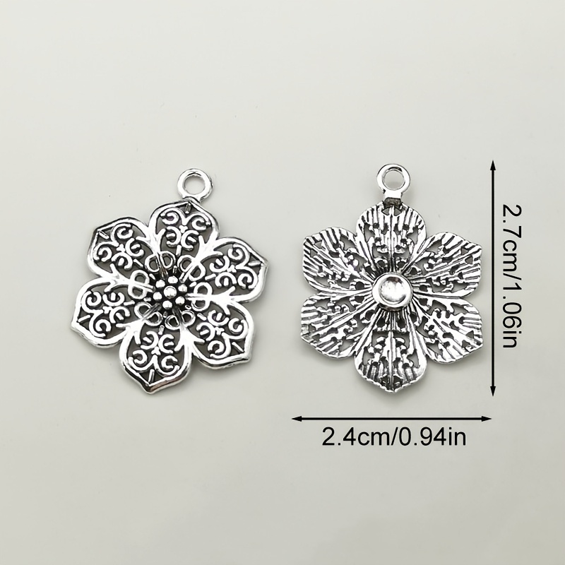 6pcs Retro Floral Charm Pendant Necklace & Earrings Set