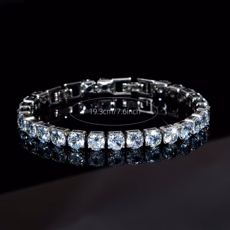6 cubic synthetic cubic zirconiaia tennis bangle bangle bracelet stylish copper chain suitable for weddings anniversaries and casual wear for thanksgiving christmas and fathers day Product details 0