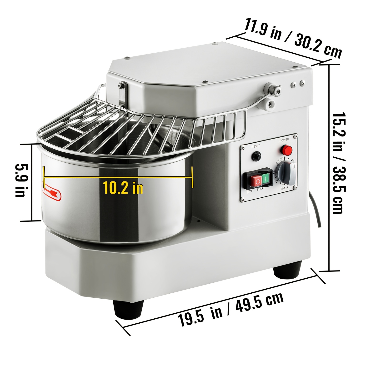8 5qt commercial food mixer 450w dual rotating dough   stainless steel bowl   timer baking equipment for restaurant   Product details 0