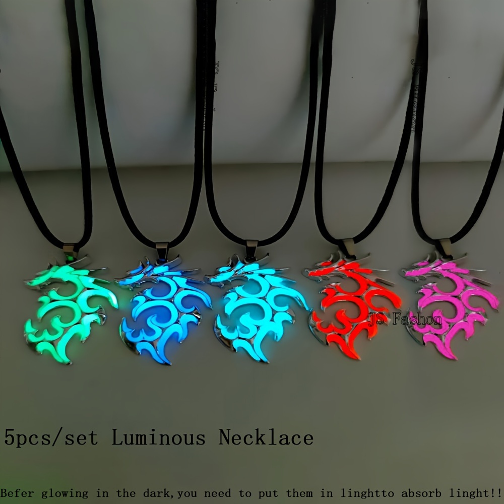 

5pcs Pendant Necklace Jewelry, Fluorescent Necklace For Men, Male Domineering Necklace