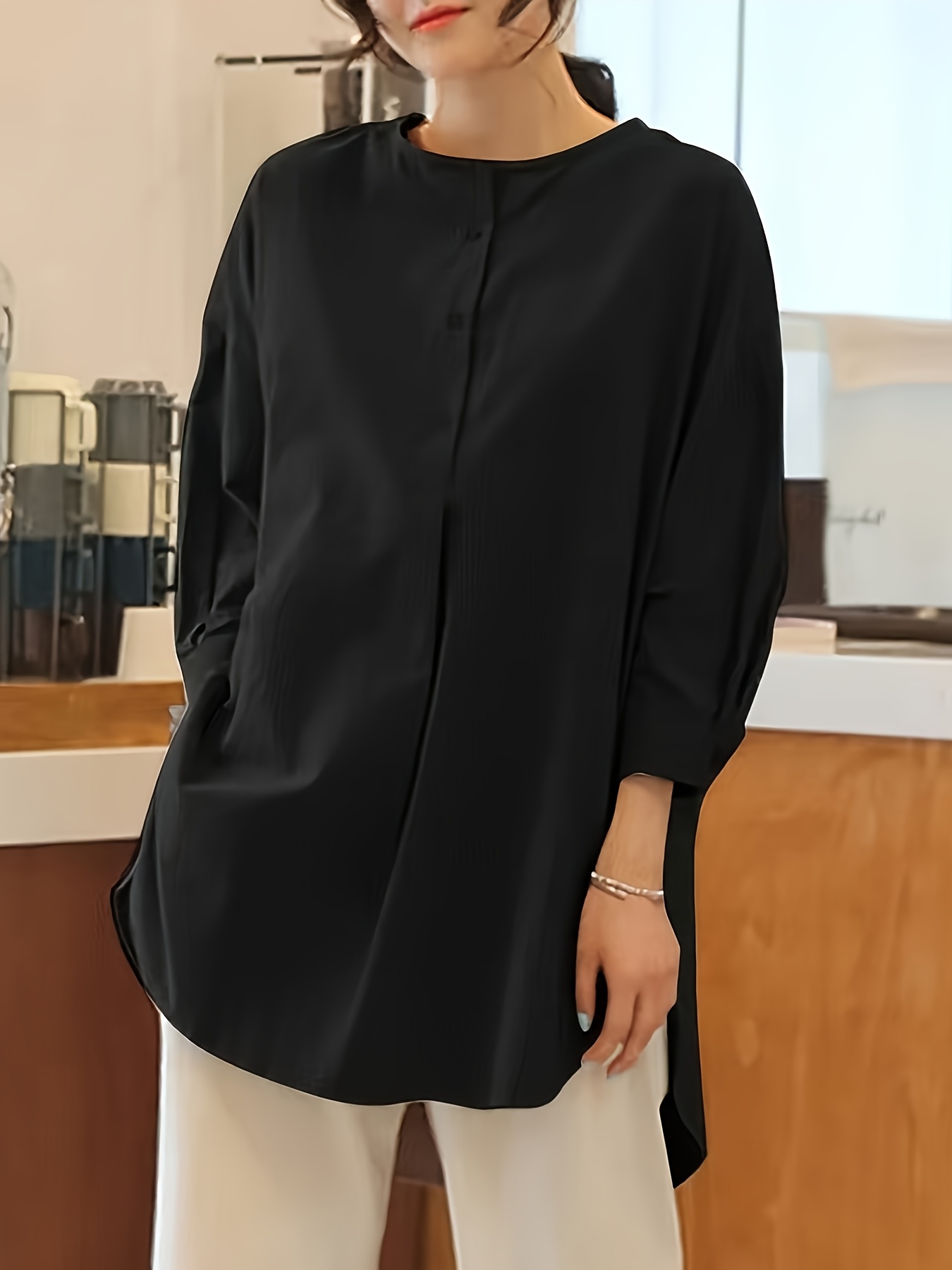 Damen Button-Down-Shirt Langarm - Lockere Passform Für Maximalen Komfort