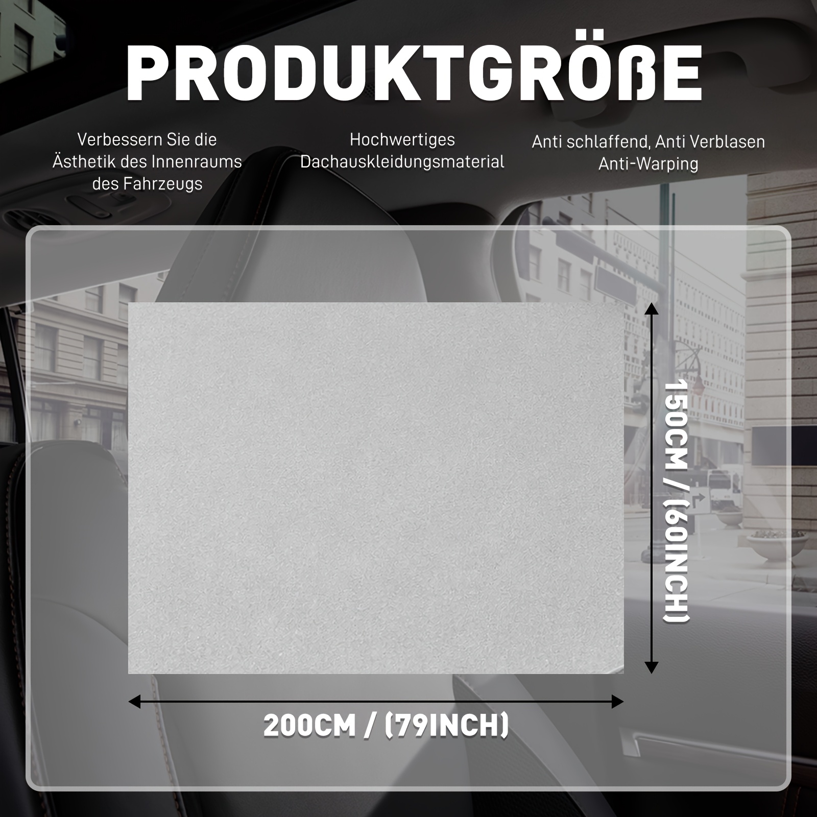 Image of Car Headliner Fabric 200x150cm 3mm Foam Backed Material, Car Roof Lining Replacement Fabric, Auto Boat Diy Interior Trim Fabric (ships Folded, Creases Will )