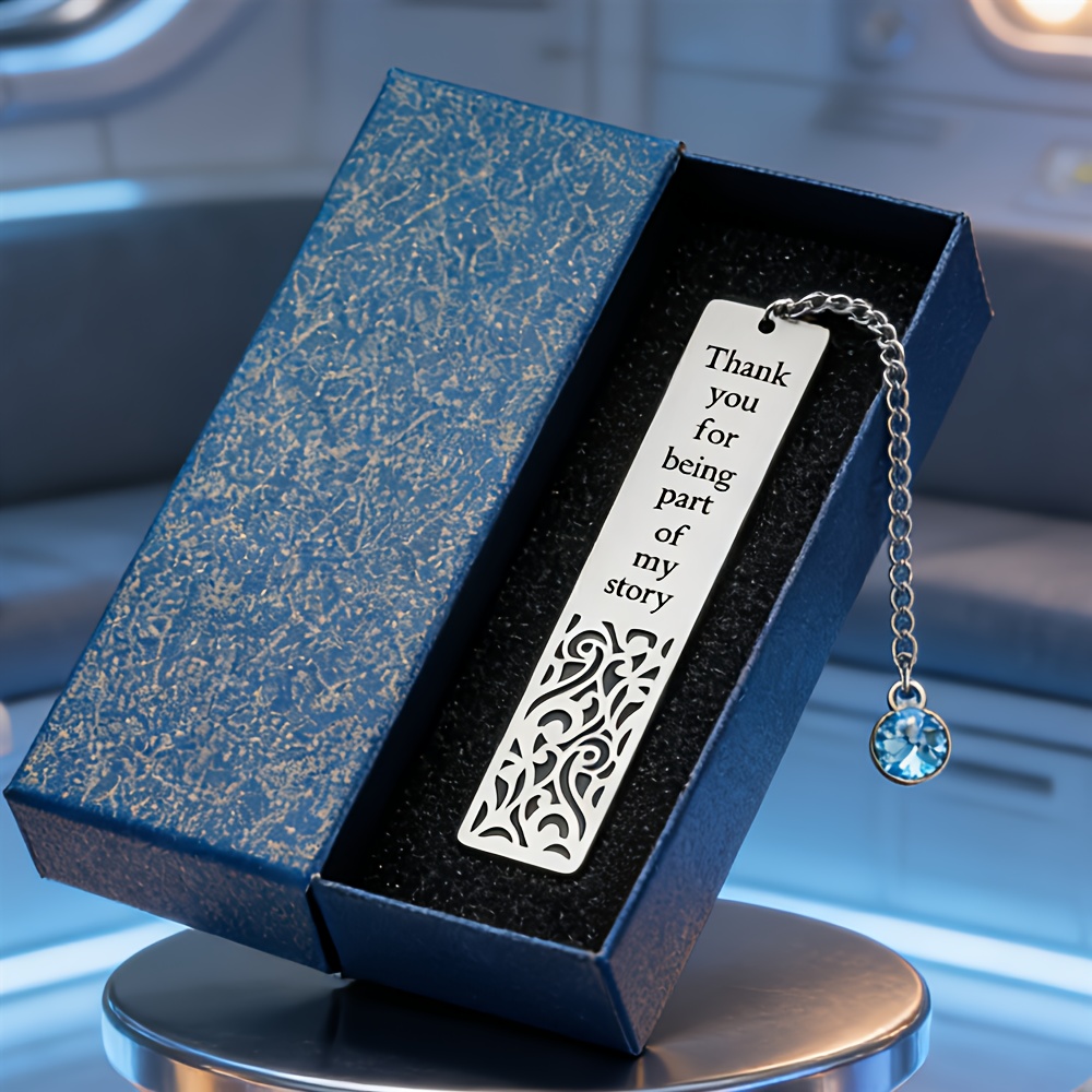 TEMU Metal Bookmarks Designed For Emotional (packaged In Gift Boxes) Are Used For Gratitude And Daily Sentiments. The Intricate Hollow , With A Blue