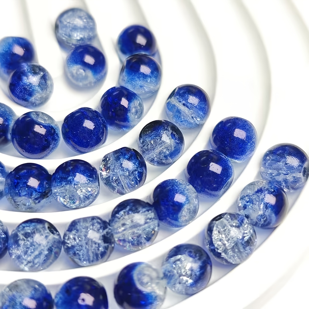 TEMU 117pcs 8mm Crack, Ocean Theme, Blue Gradient, Acrylic Beads, Additions, Pendants, Decorative Beads, Holiday Gifts, Parties