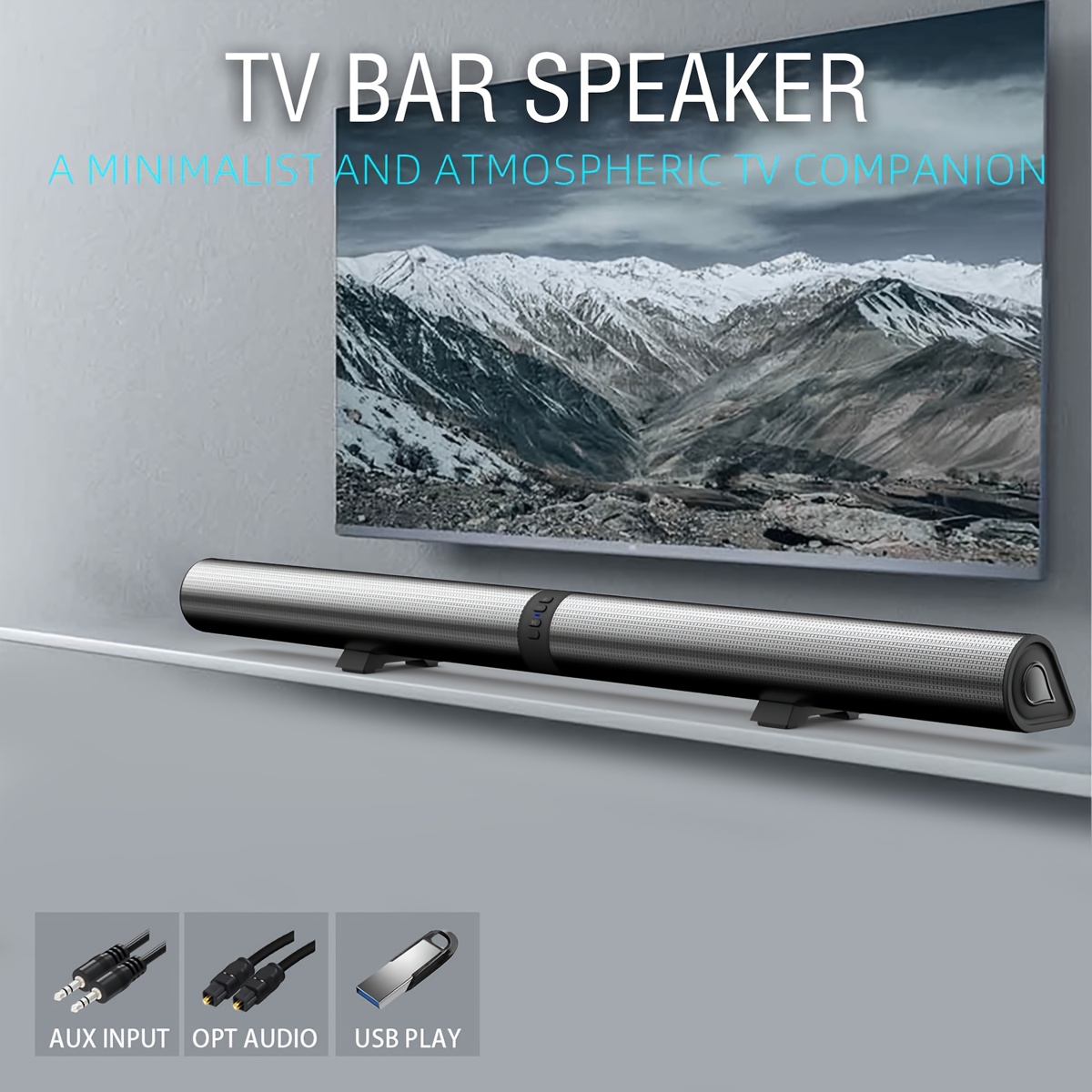 TEMU Barre de Son Fil 2-en-1, Enceinte Détachable pour TV Intelligente, Effet , Son Surround Professionnel, AUX/FM/USB/TWS/OPT, pour TV/PC/Gaming/,