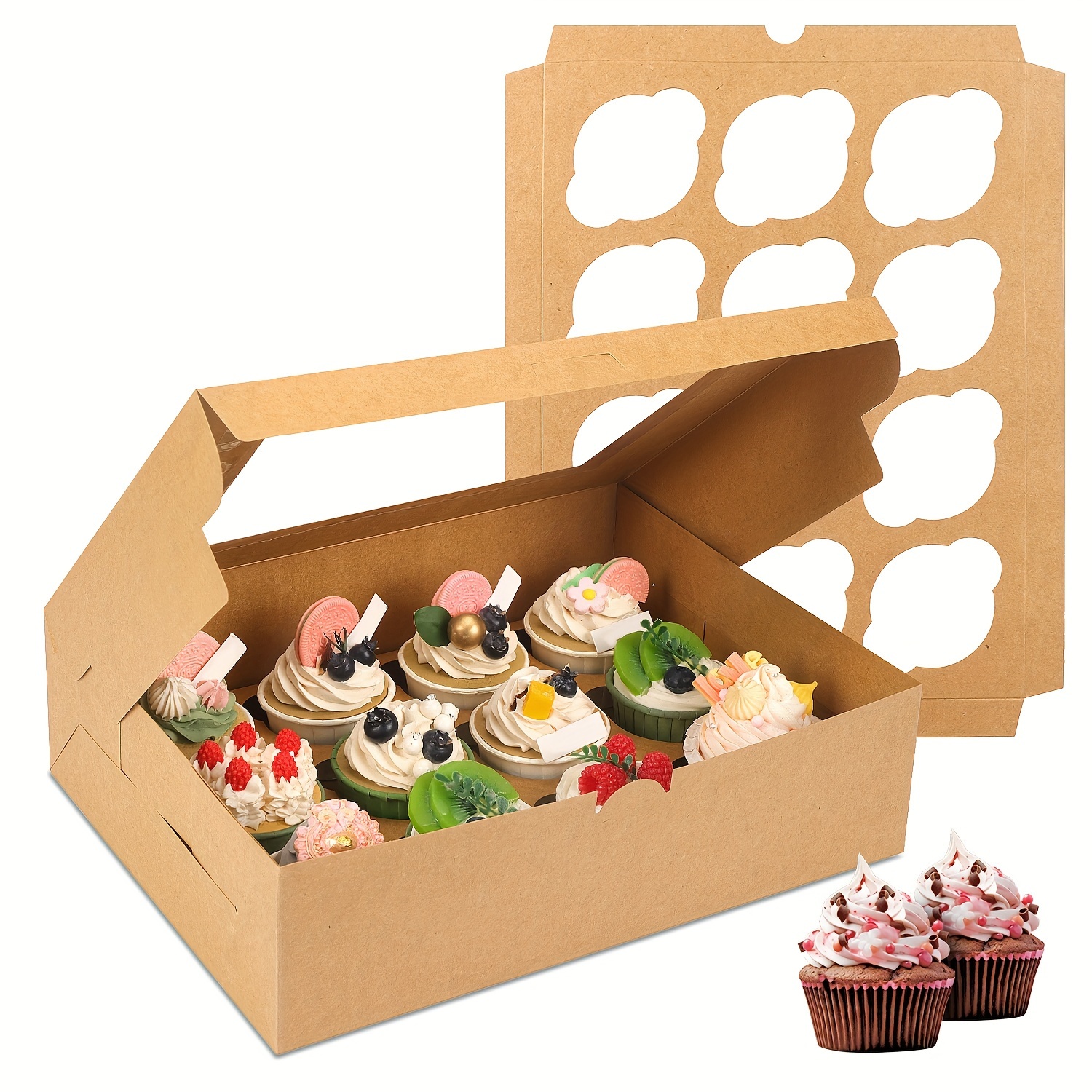 

40 Pcs Cupcake Boxes, 13×10×3.5 Inches, Each Can Hold 12 Cupcakes, Cupcake Containers Bakery Holders With Windows And Inserts To Fit Muffins, Cupcake Carrier For , For Cupcakes, Muffins, Pastries