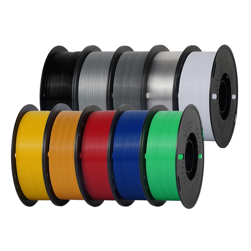 22.05 Lb 3d Printer Petg Filament 1.75mm +/-0.02mm 10pcs 1kg/roll Multicolor Mix Colors, For Most Fdm 3d Printers Printing Print, Red Yellow Blue Silvery Clear