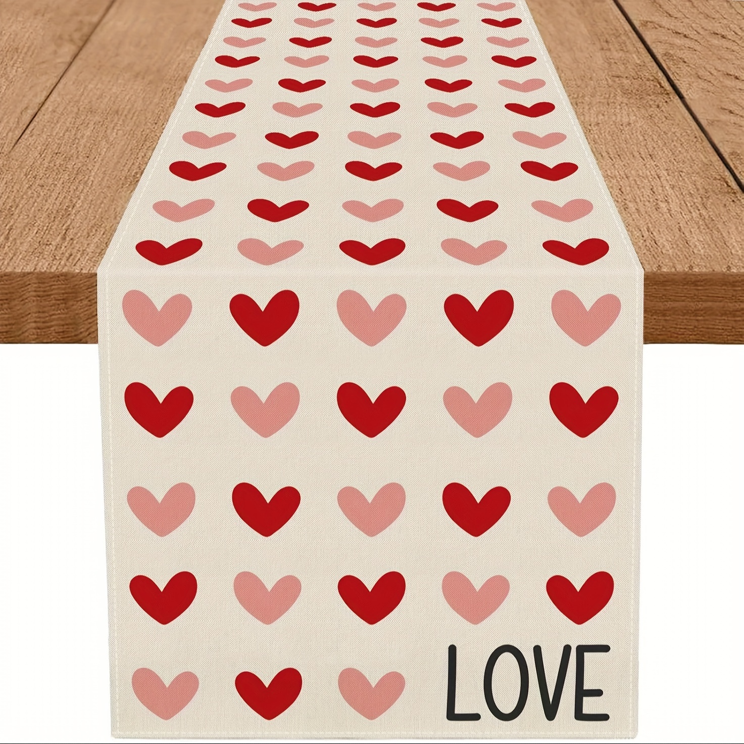 

1pc Linen Table Runner, Valentine's Day "i Love You" Design, Rectangular Tablecloth For Home Kitchen Dining Room Wedding Anniversary Holiday Decor, 13x36/48/72/90/108 Inches, Woven Cover Material