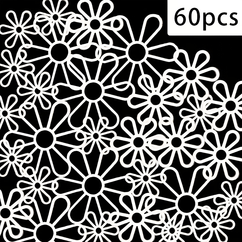 TEMU 【60個】手作り六弁花ライニング 手編みかぎ針編みプラスチックメッシュ花ライニング 白い菊の織りライニング 自家製手作りバッグや衣類の装飾に最適