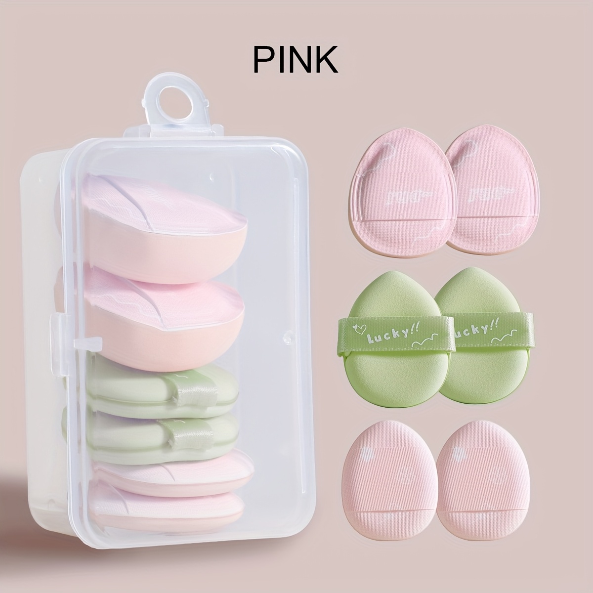 E-shop 6er-Pack Mini Finger Puff Set mit Box, Marshmallow Concealer Air Cushion Puff, Dual-Use Trocken Nass Make-up Schwamm Verdickt Weich, für Unter
