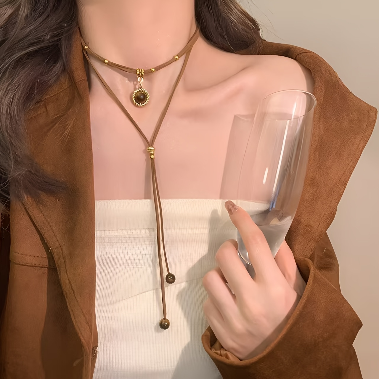 1pc Vintage-style Double-layer Necklace, Adjustable Length, Delicate And Layered, Effortlessly Adds A Vintage Vibe To , A Fashionable Item To Enhance Your
