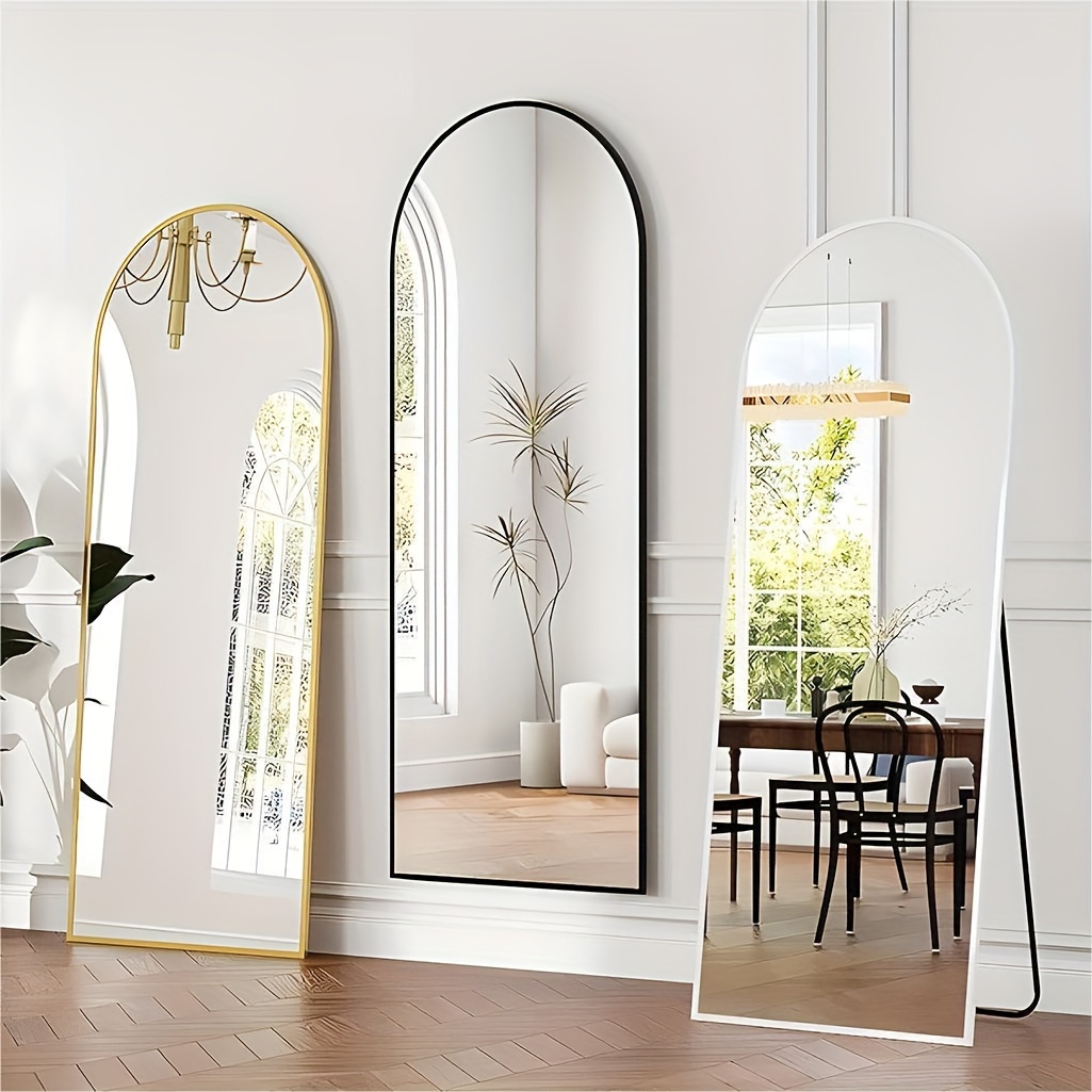 

34''x76''full Length Mirror, Arched Floor Mirror With Stand, Full Body Mirror, Wall Mirror, Modern & Contemporary Full Length Mirror, Aluminum Alloy Frame-tinytimes Full Length Mirror